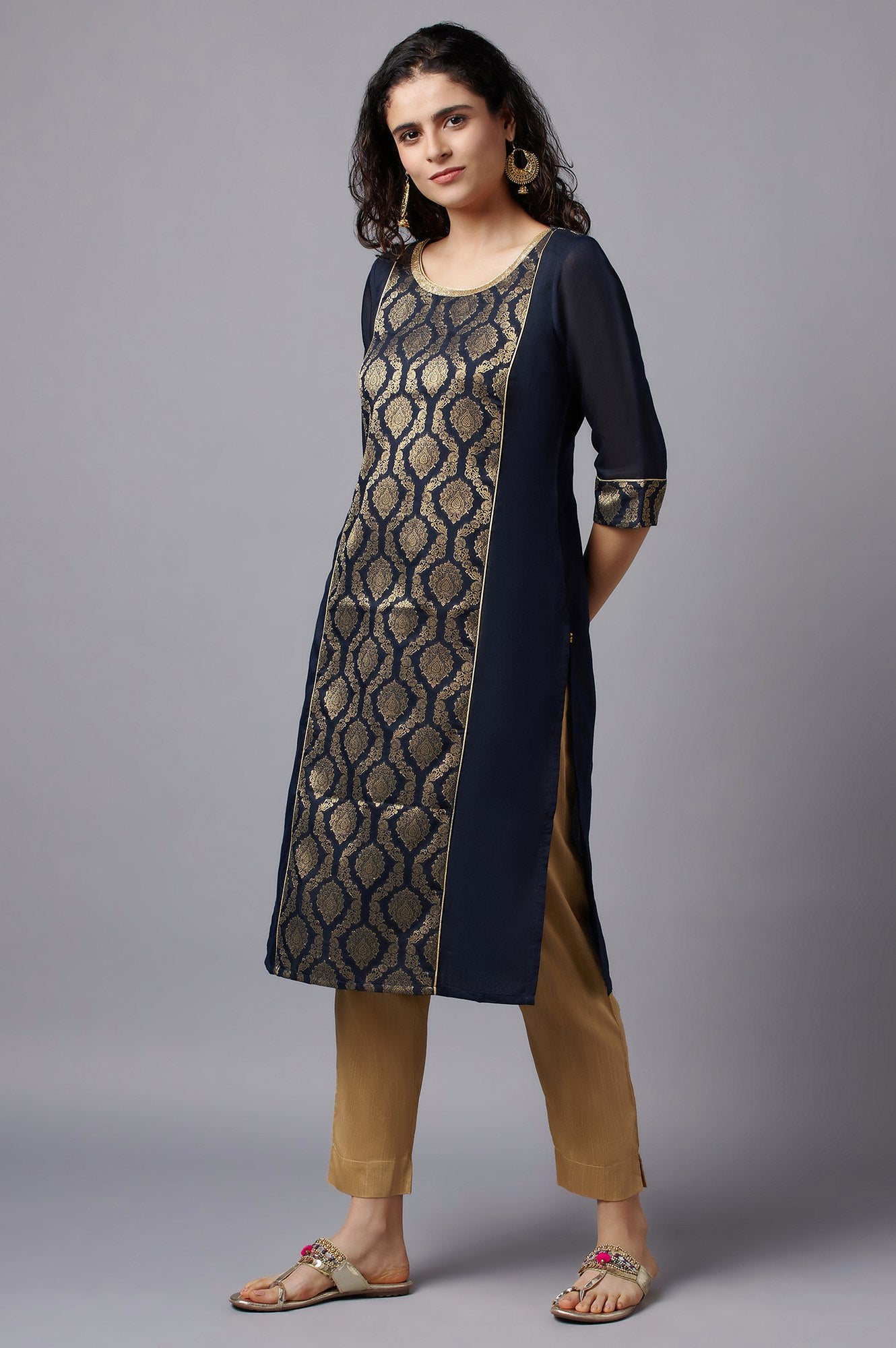 Blue Floral Printed kurta