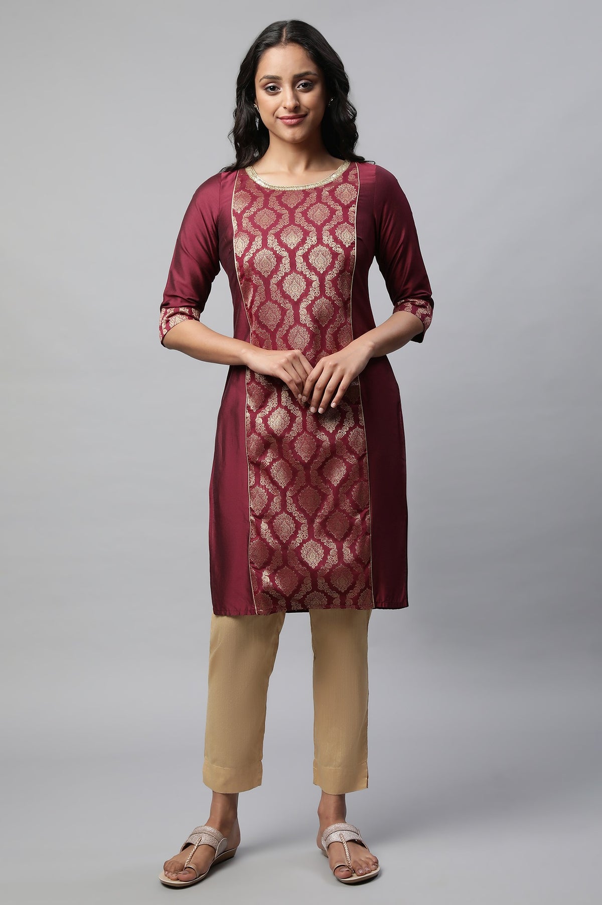 Blue Floral Printed kurta - XS
