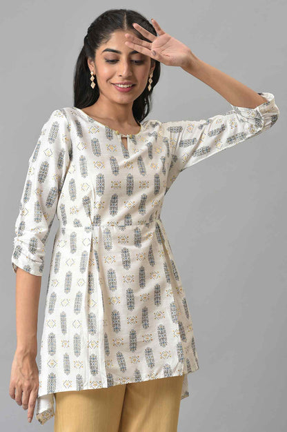 White A-line Printed kurta