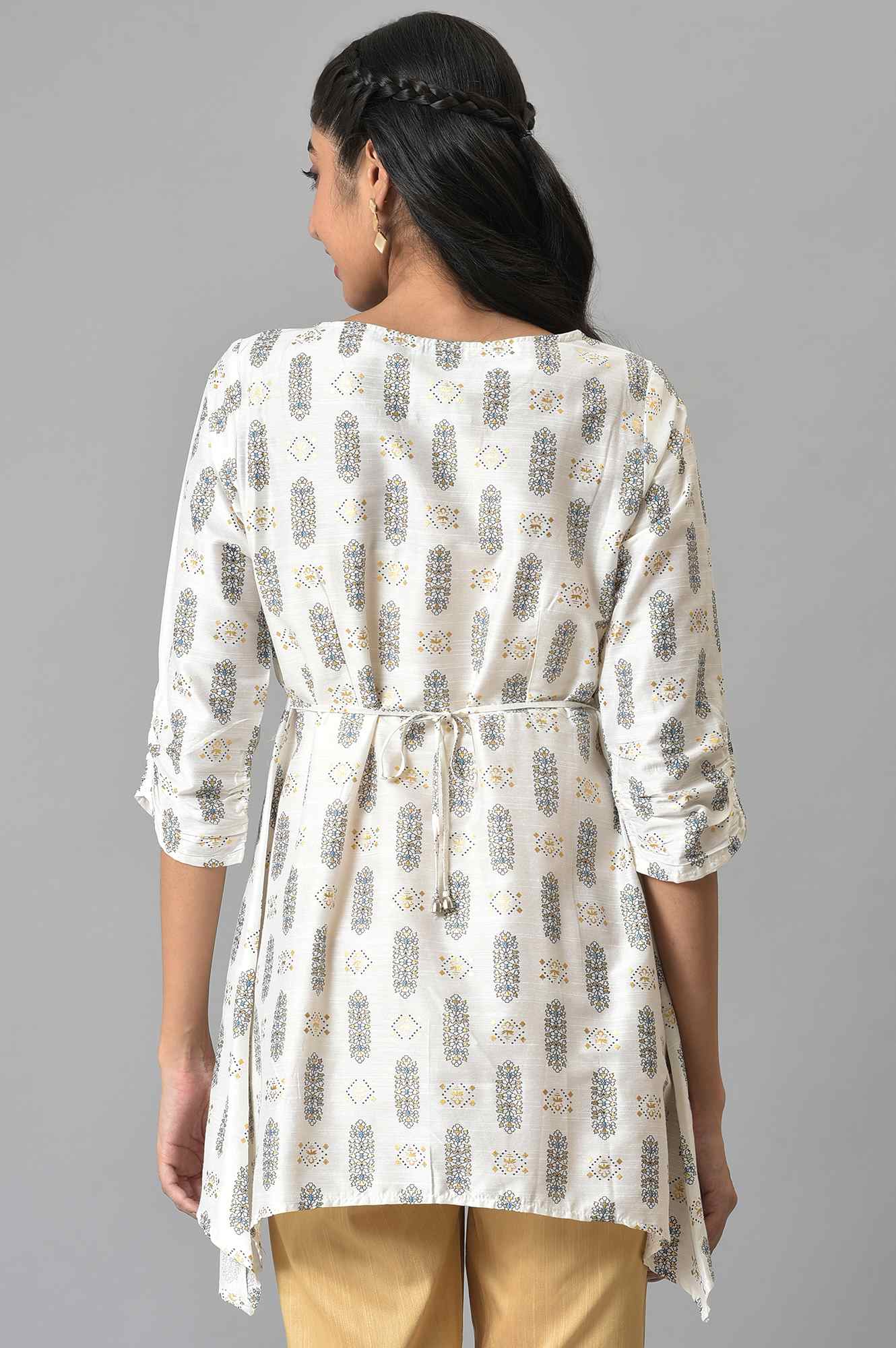 White A-line Printed kurta