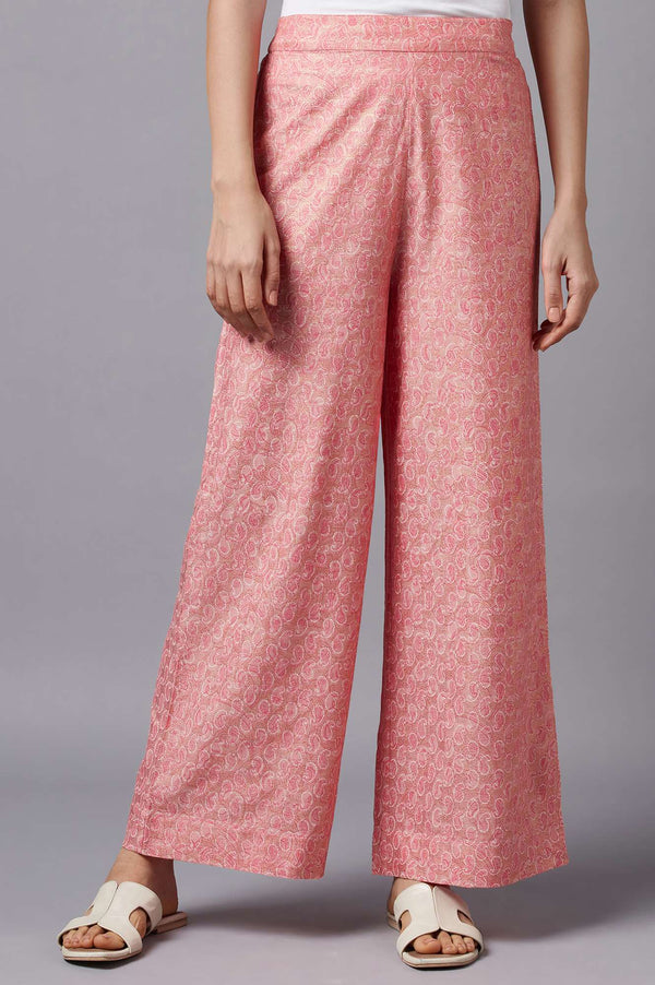 Peach Sequins Straight Kurta and Palazzo Set