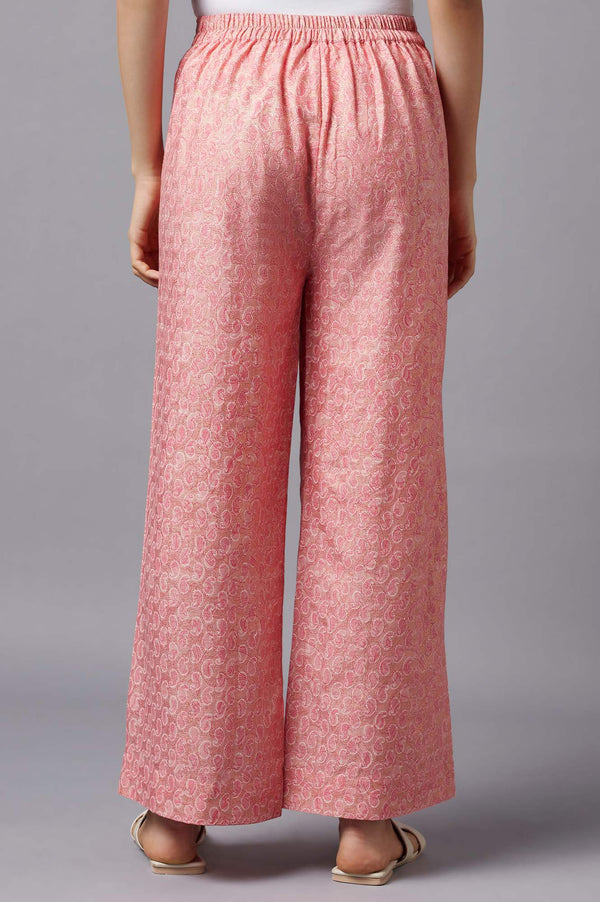 Peach Sequins Straight Kurta and Palazzo Set