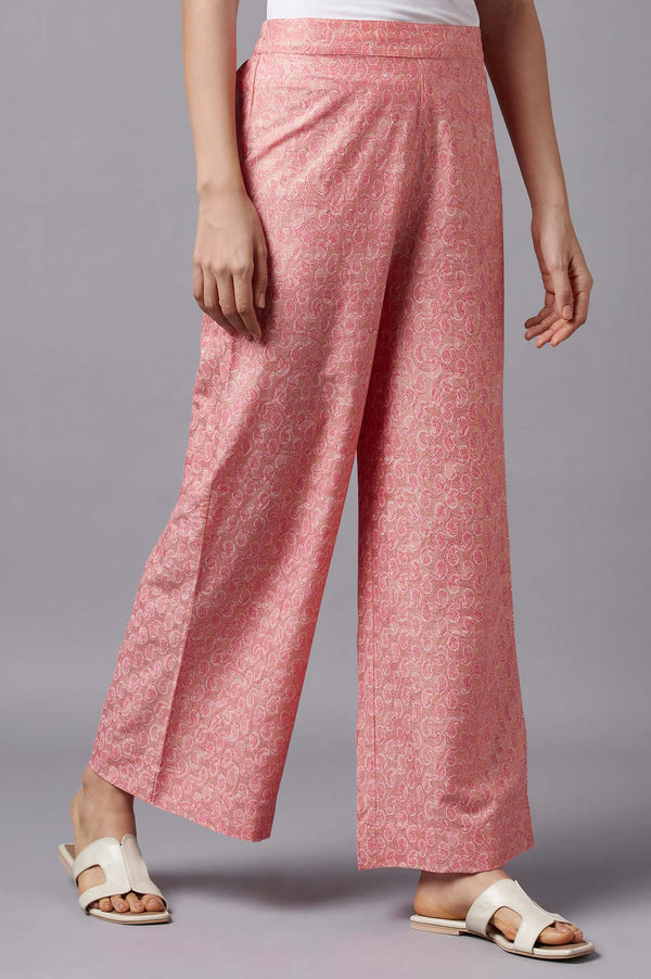 Peach Sequins Straight Kurta and Palazzo Set