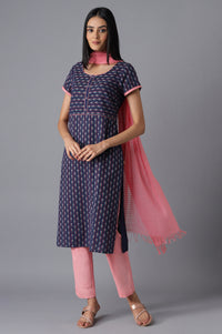 Pink Cotton Solid Trousers