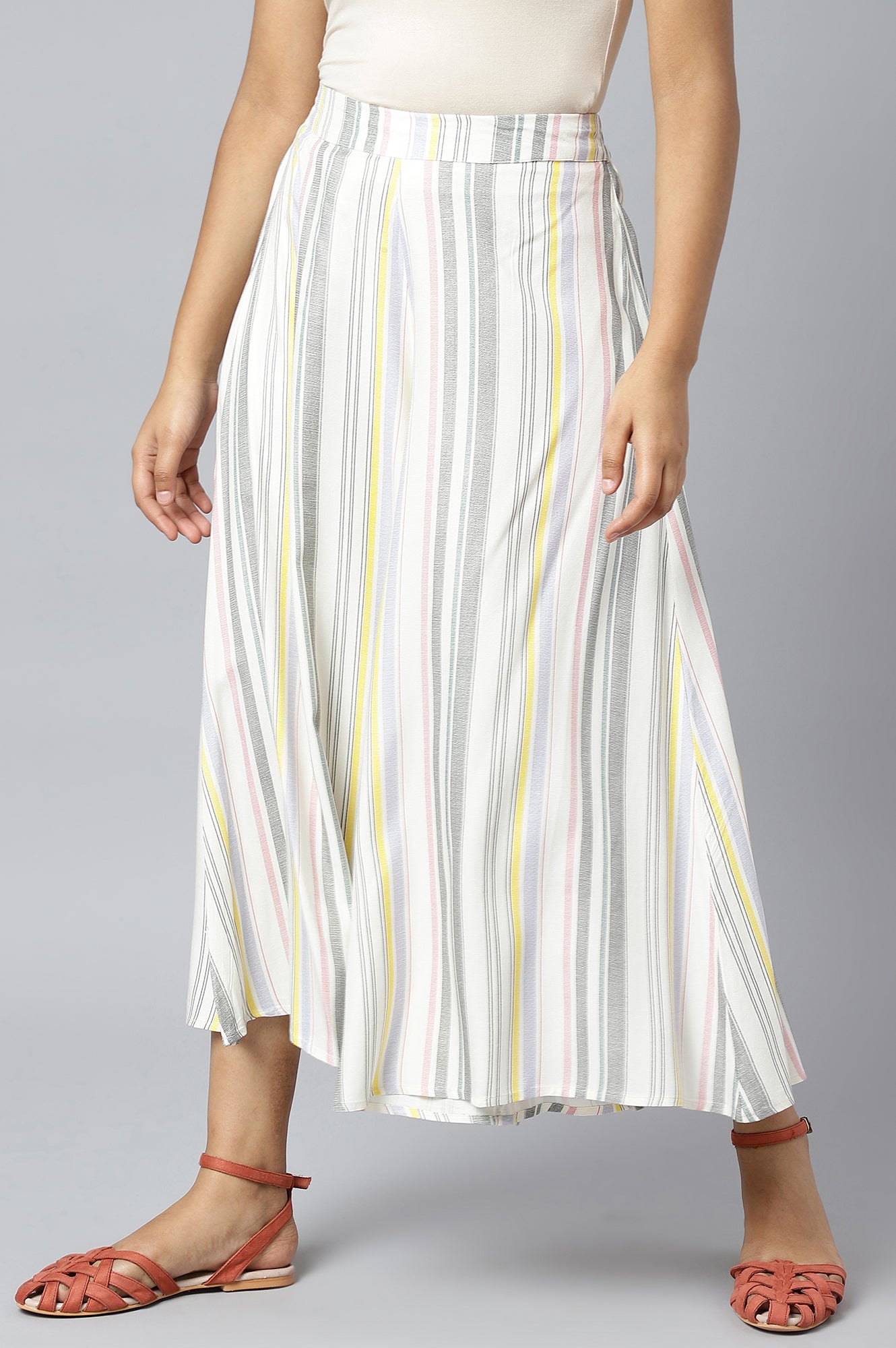 Multi White Flared Culottes