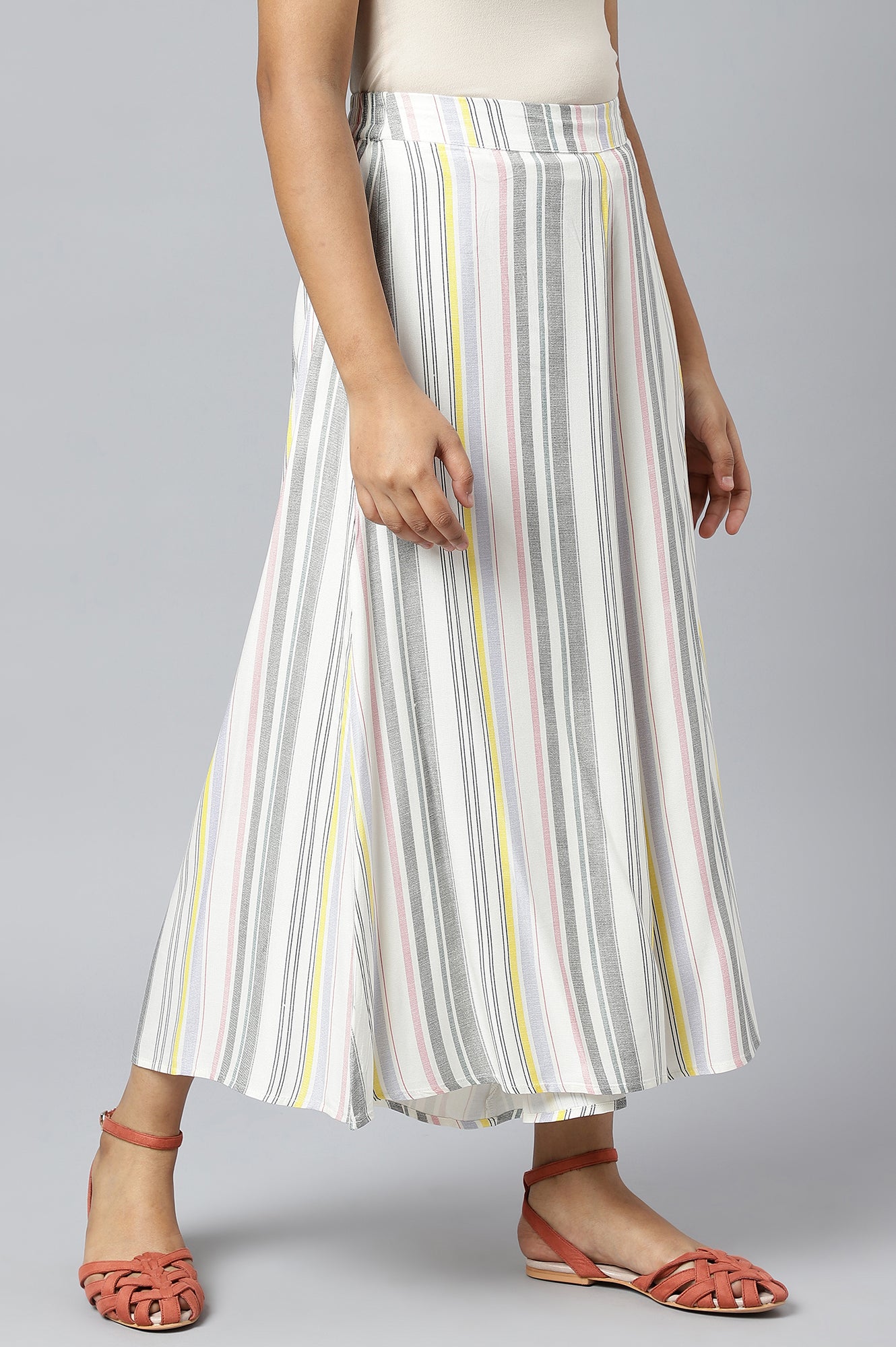 Multi White Flared Culottes