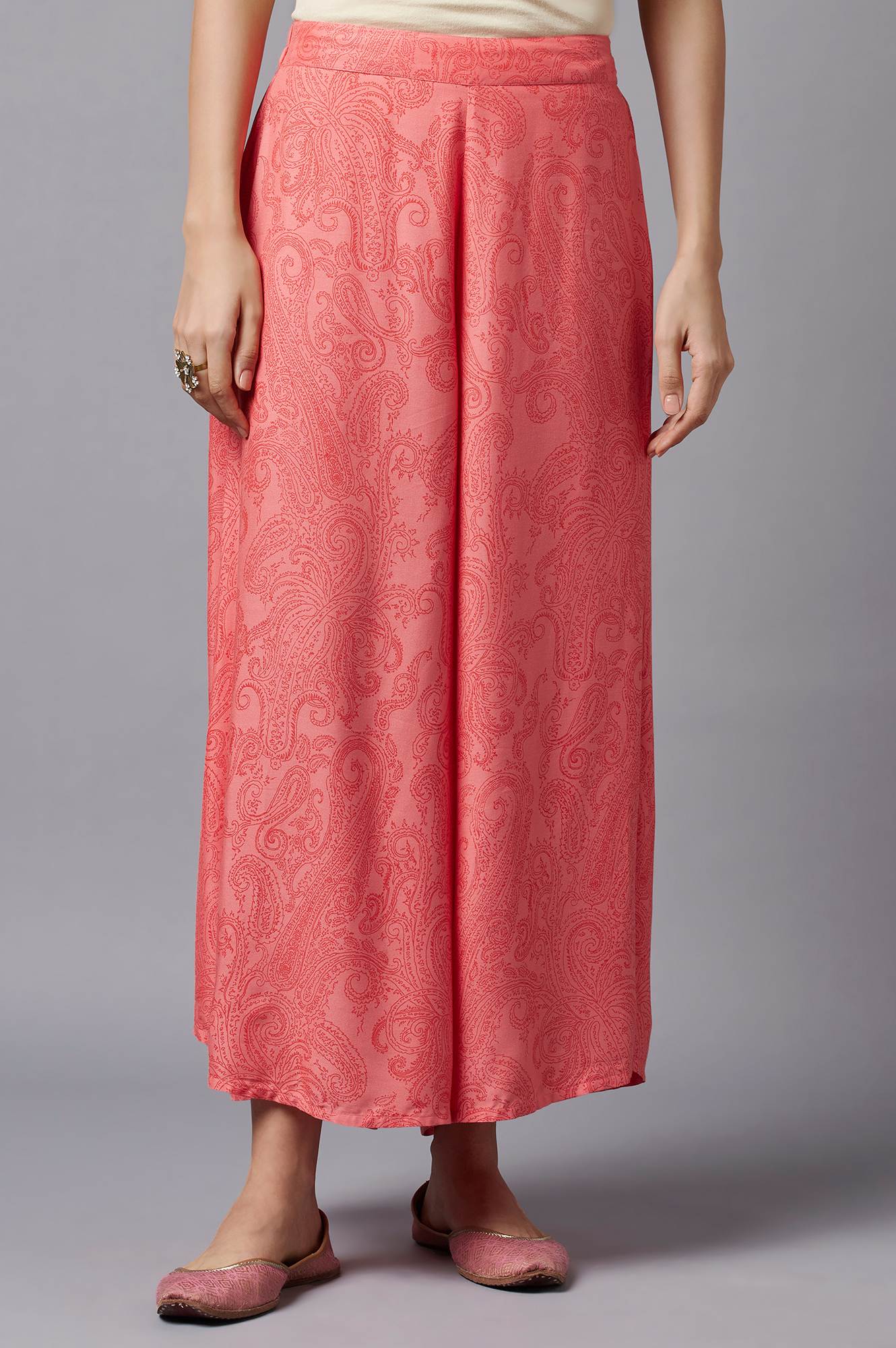 Peach Solid Culottes