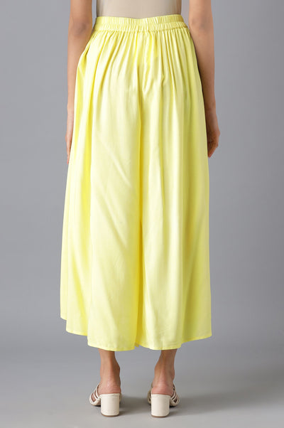 Yellow Floral Printed Straight Kurta and Culotte Set