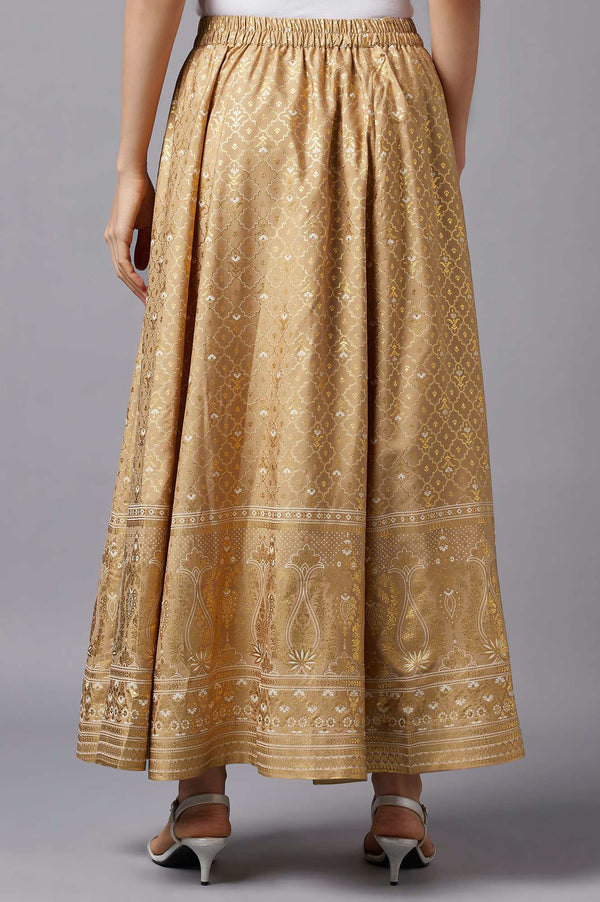 Gold Floral Printed Skirt