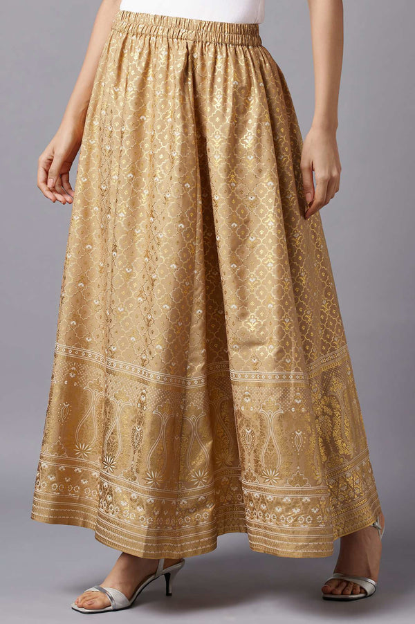 Gold Floral Printed Skirt