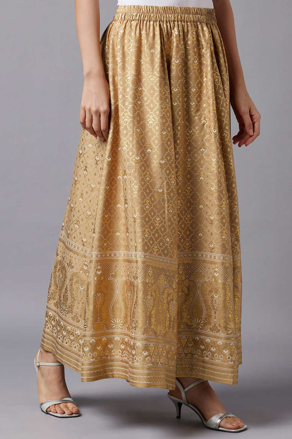Gold Floral Printed Skirt
