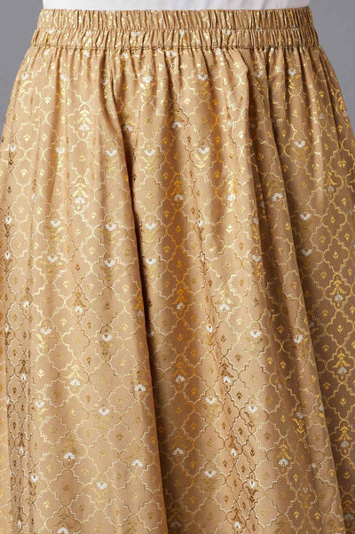 Gold Floral Printed Skirt