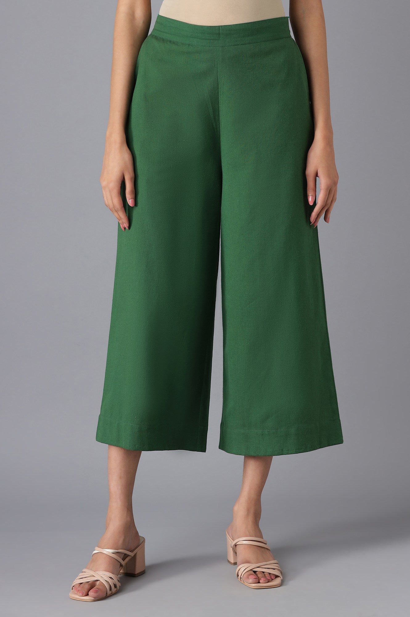 Dark Green Solid Culottes