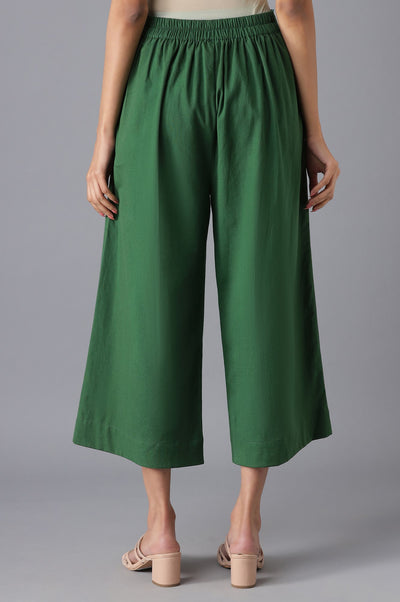 Dark Green Solid Culottes