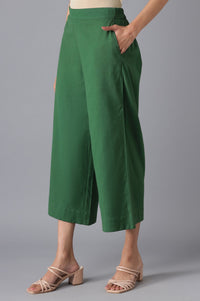 Dark Green Solid Culottes