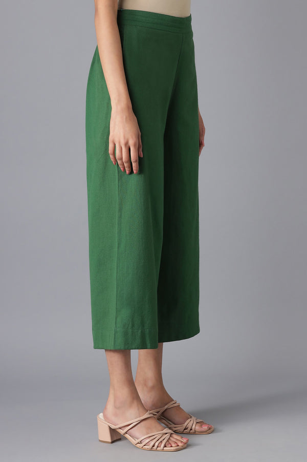 Dark Green Solid Culottes