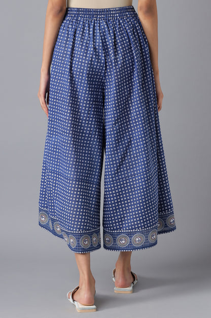 Blue Solid Culottes