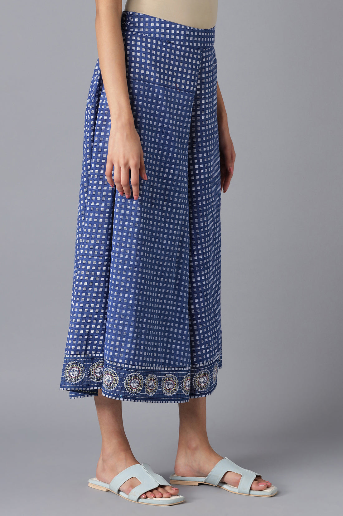 Blue Solid Culottes