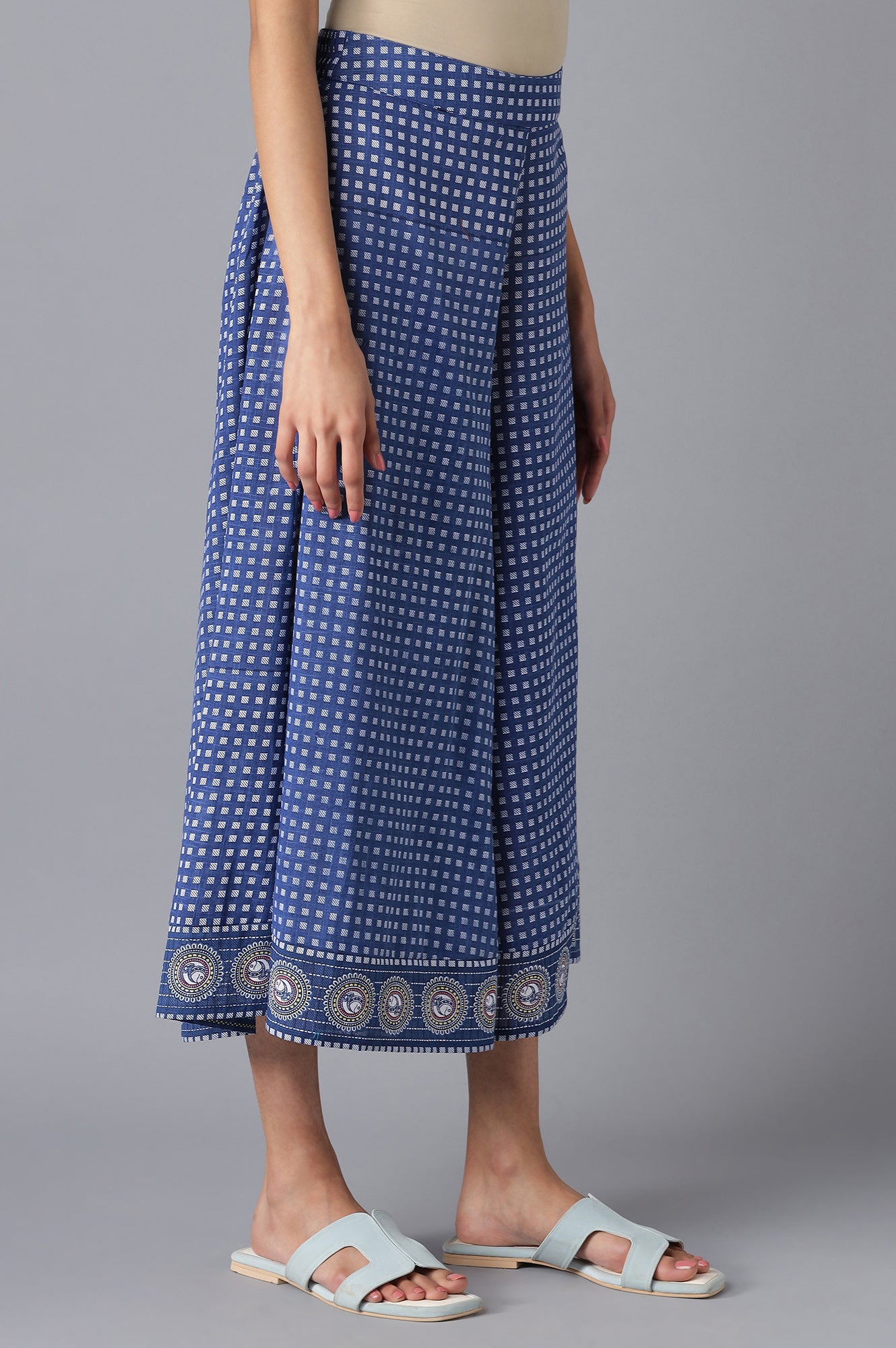 Blue Solid Culottes