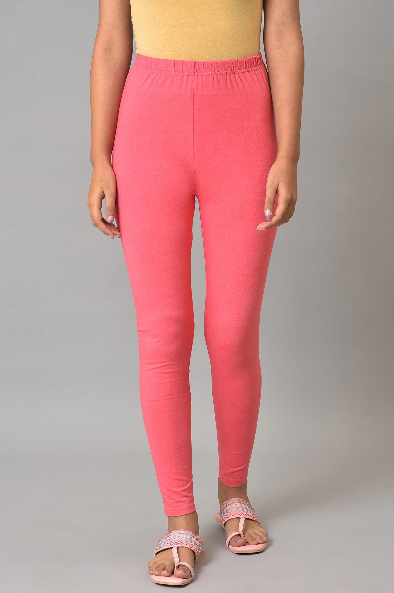 Pink Cotton Lycra Plus Size Tights