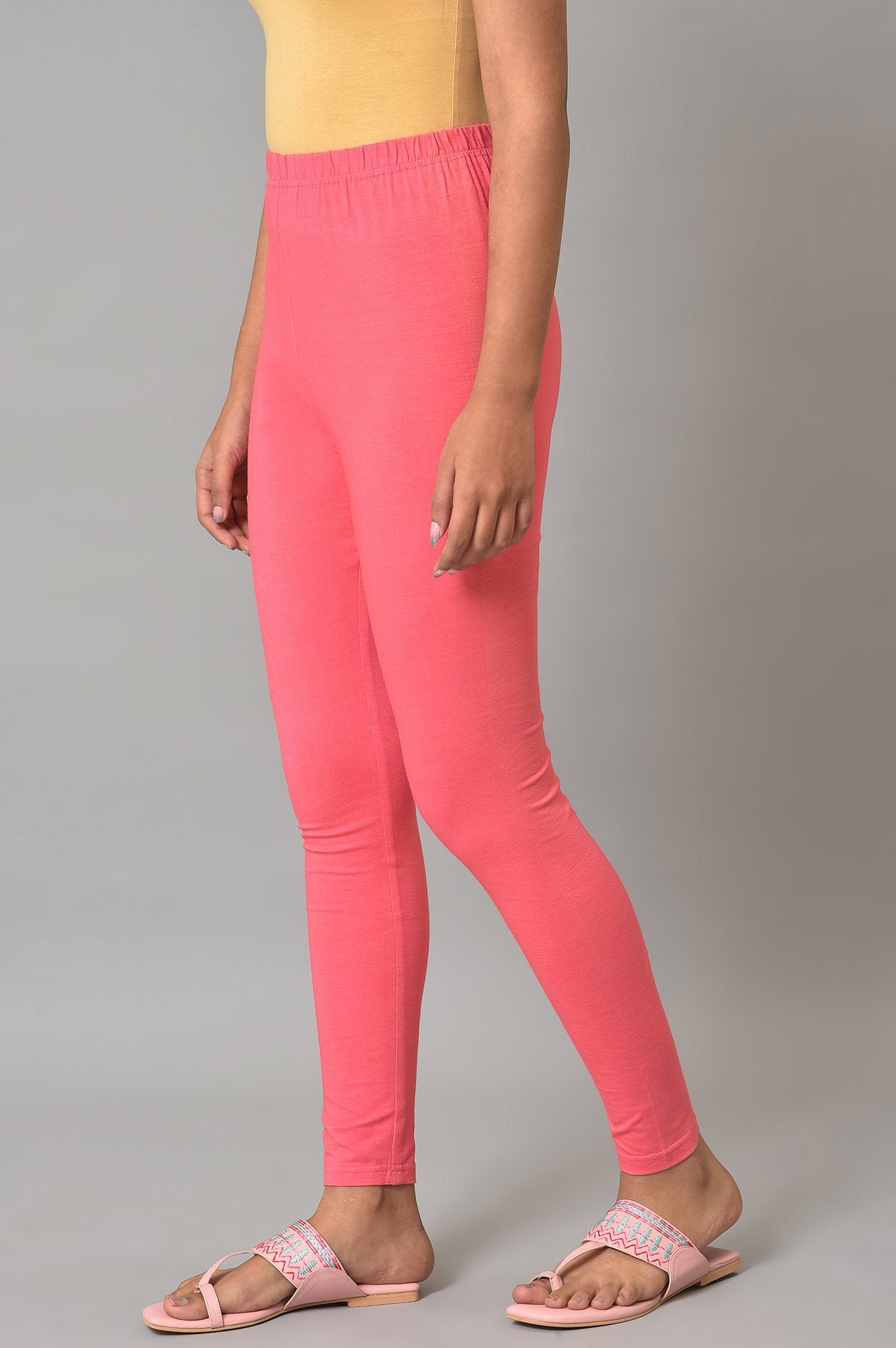 Pink Cotton Lycra Plus Size Tights