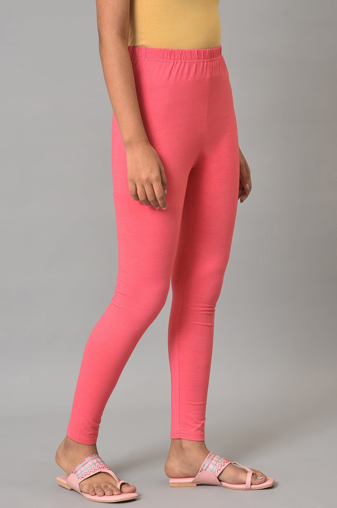 Pink Cotton Lycra Plus Size Tights