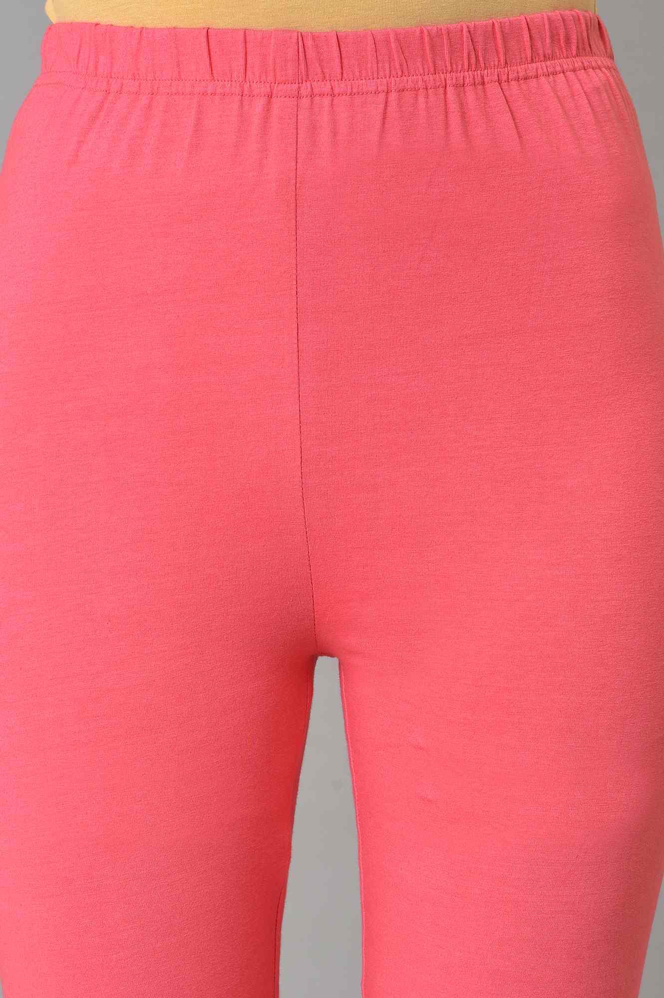 Pink Cotton Lycra Plus Size Tights