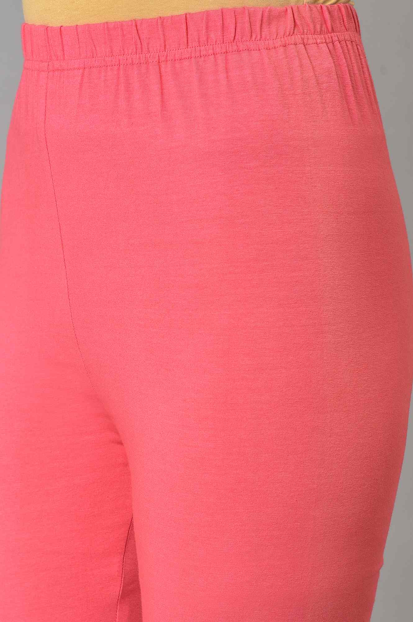 Pink Cotton Lycra Plus Size Tights