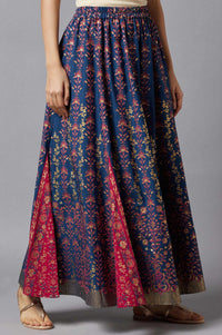 Blue Floral Printed Skirt