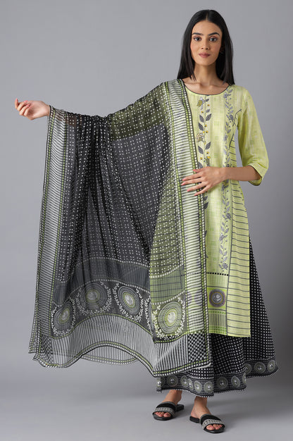 Grey Printed Chiffon kurta