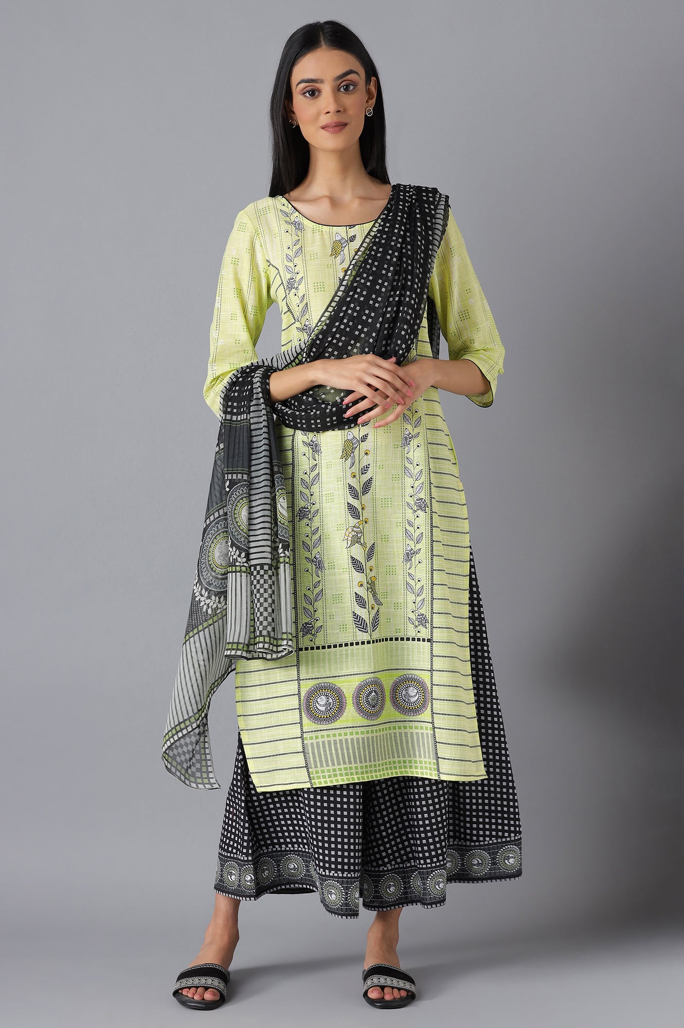 Grey Printed Chiffon kurta