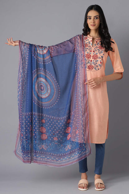 Blue Printed Chiffon kurta