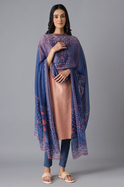 Blue Printed Chiffon kurta