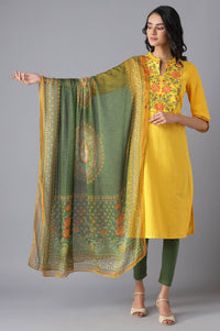 Green Printed Chiffon kurta