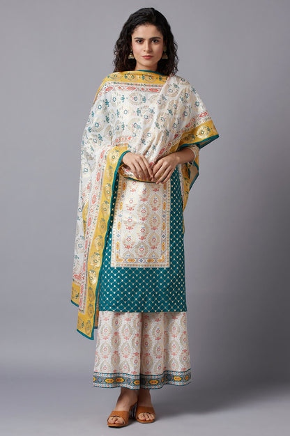 White Printed Chiffon kurta