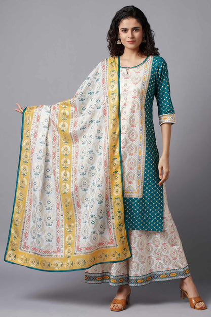 White Printed Chiffon kurta