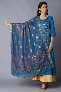 Blue Printed Chiffon kurta
