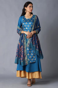 Blue Printed Chiffon kurta
