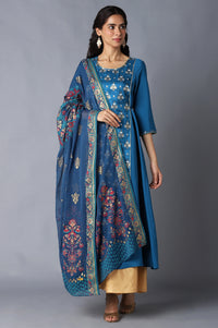 Blue Printed Chiffon kurta