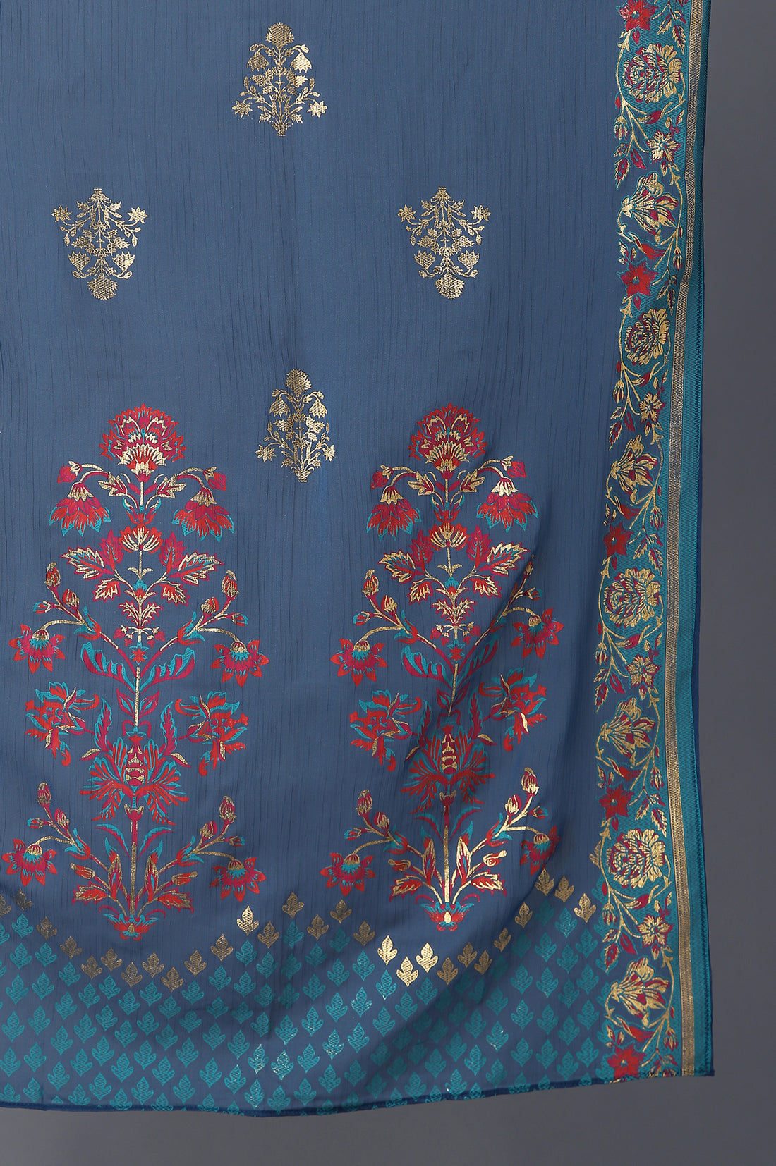 Blue Printed Chiffon kurta