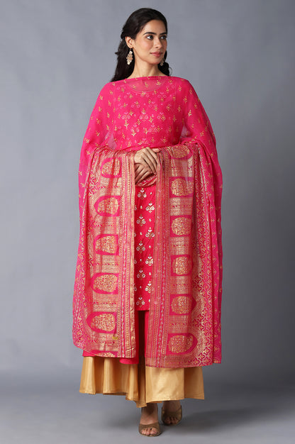 Pink Printed Chiffon kurta