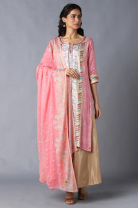 Peach Printed Chiffon kurta