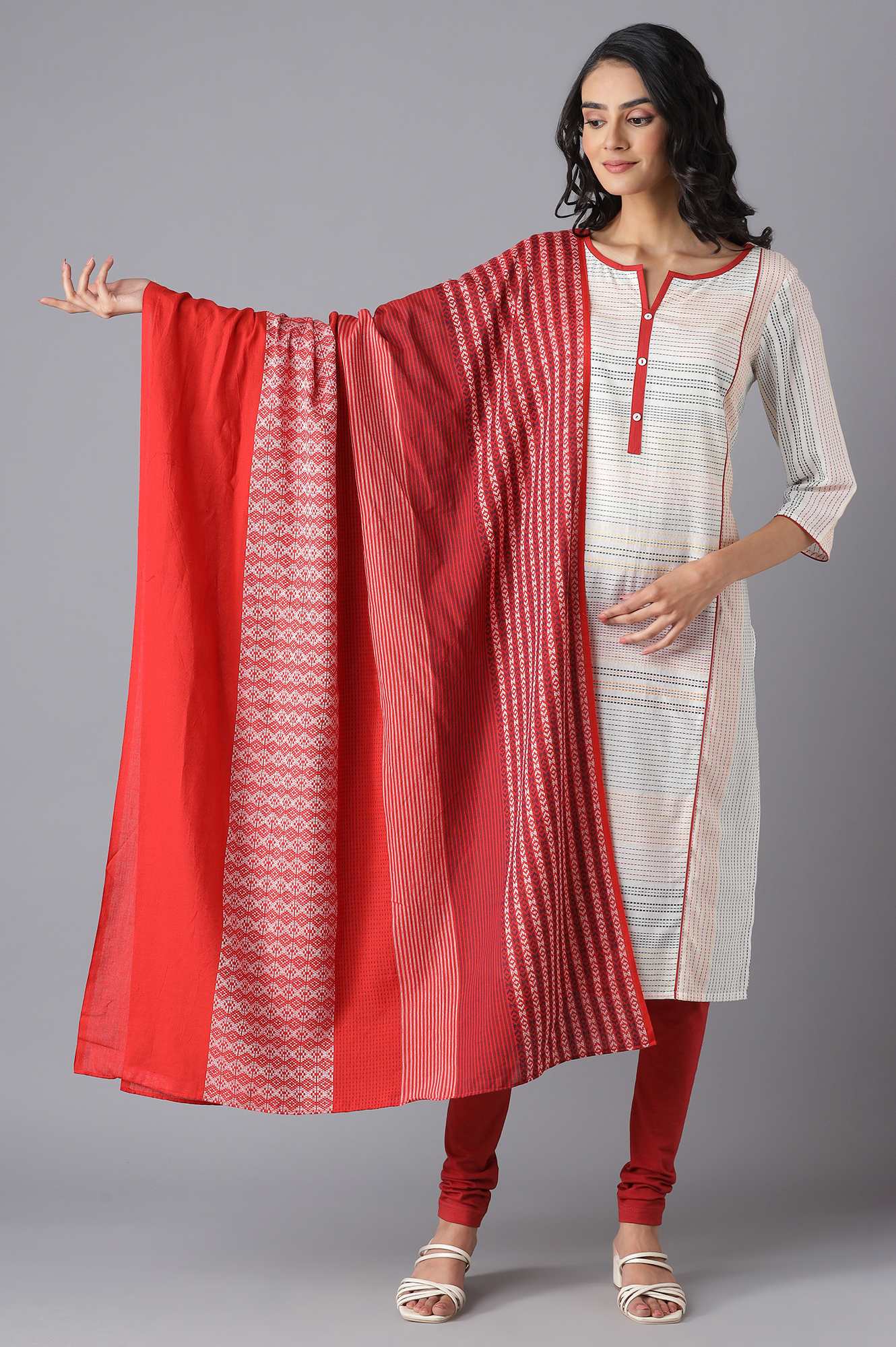 Red Cotton Printed Dupatta