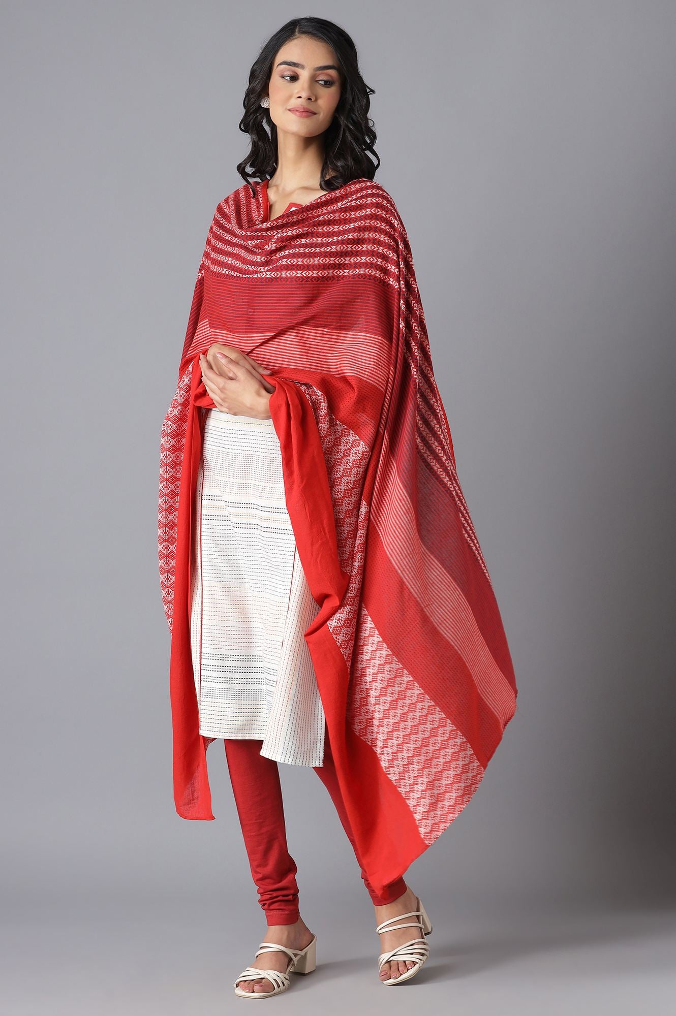 Red Cotton Printed Dupatta