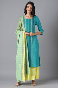 Lime Yellow Cotton Printed Dupatta