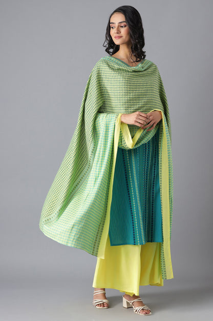 Lime Yellow Cotton Printed Dupatta