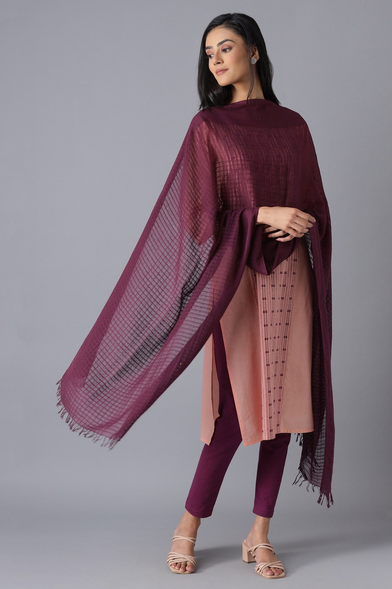 Purple Cotton South Dupatta