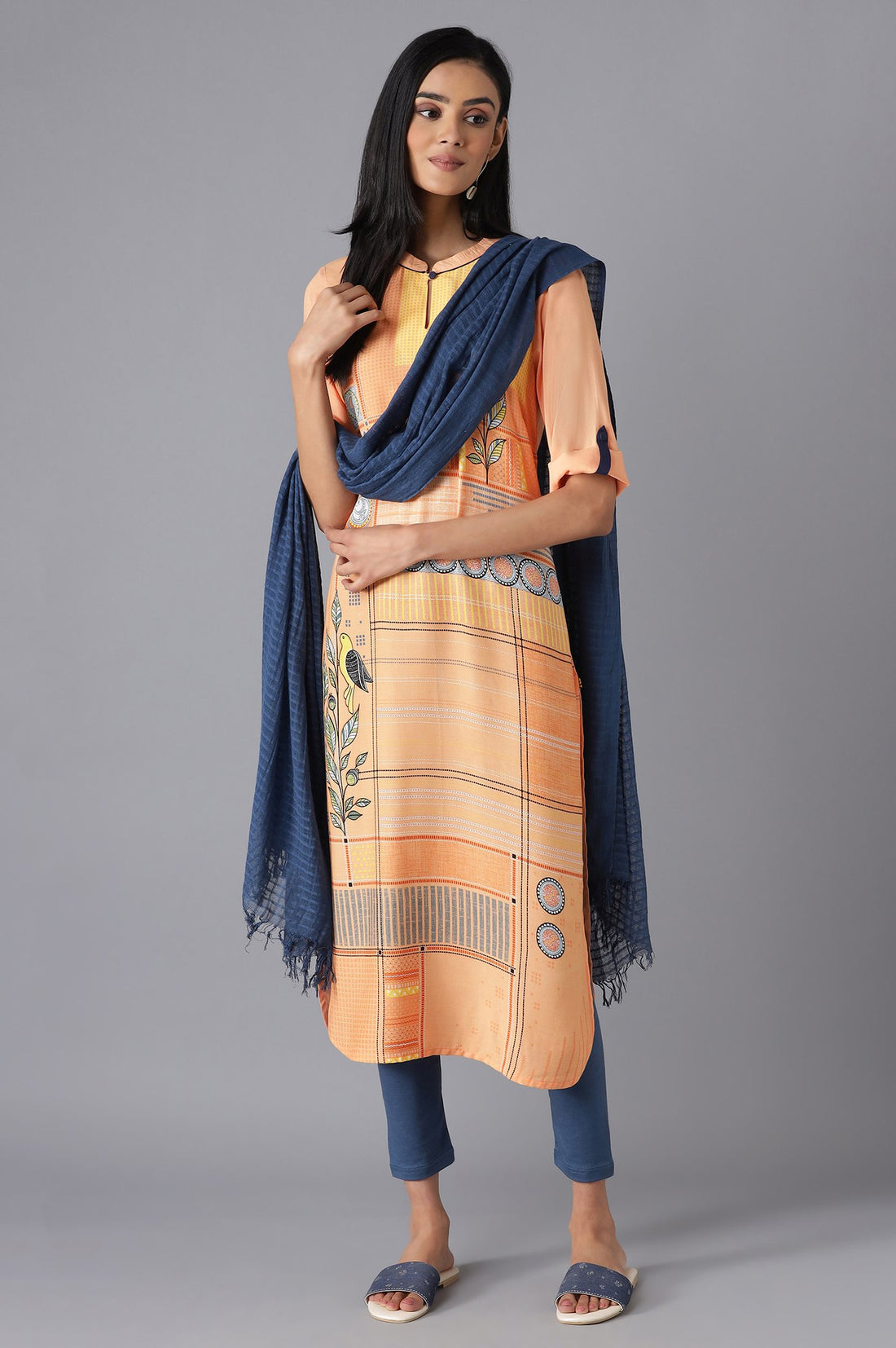 Blue Cotton South Dupatta