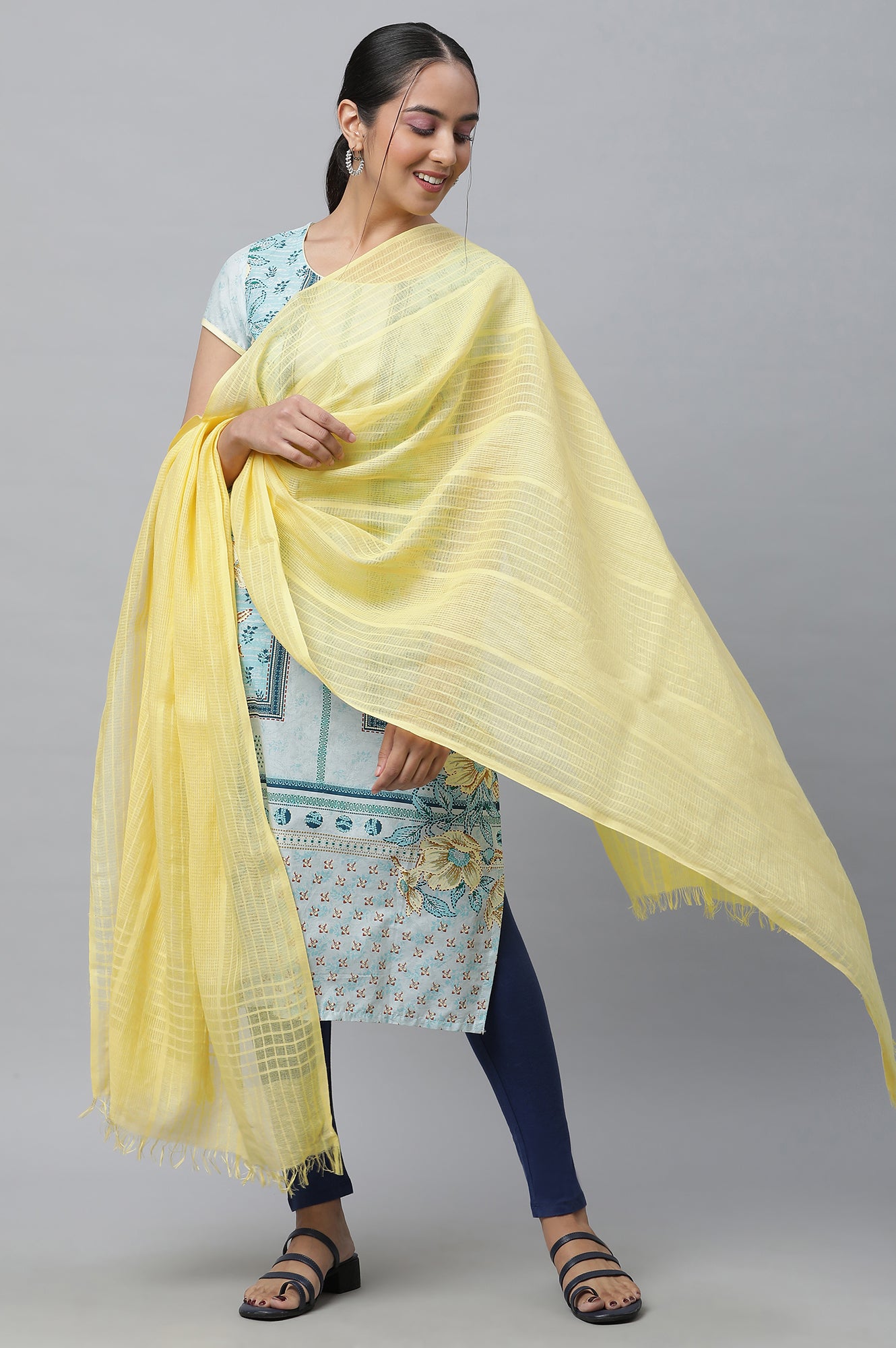 Yellow Cotton South Dupatta