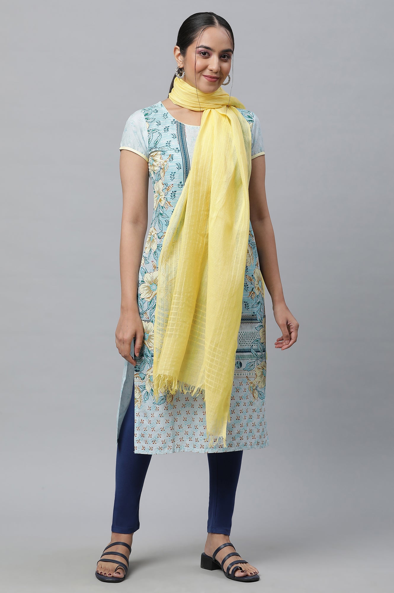 Yellow Cotton South Dupatta